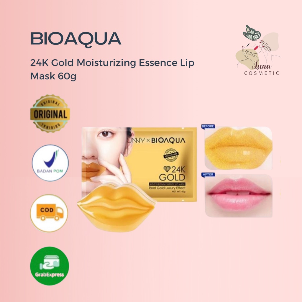 BIOAQUA 24K Gold Moisturizing Essence Lip Mask 60g Masker Bibir Untuk Bibir Hitam Masker Perawatan Bibir