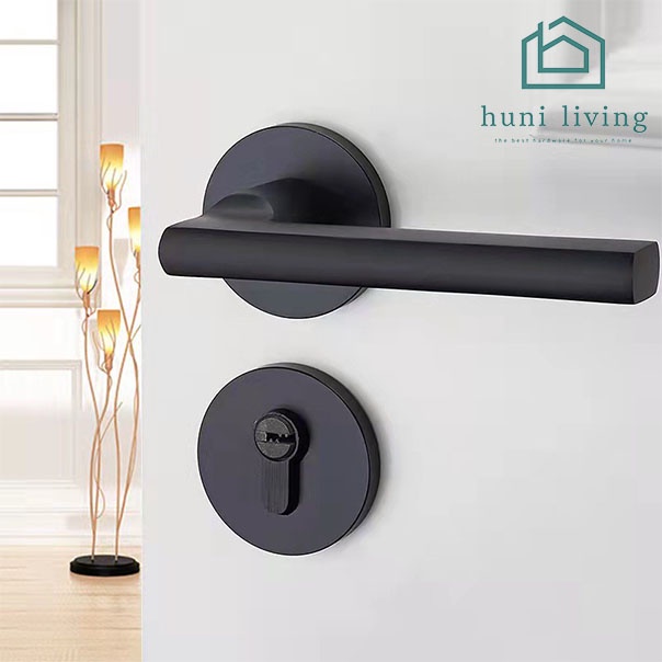 24 CM Kunci Pintu Full Handle Set Gagang Pintu Lurus Black Doff Premium