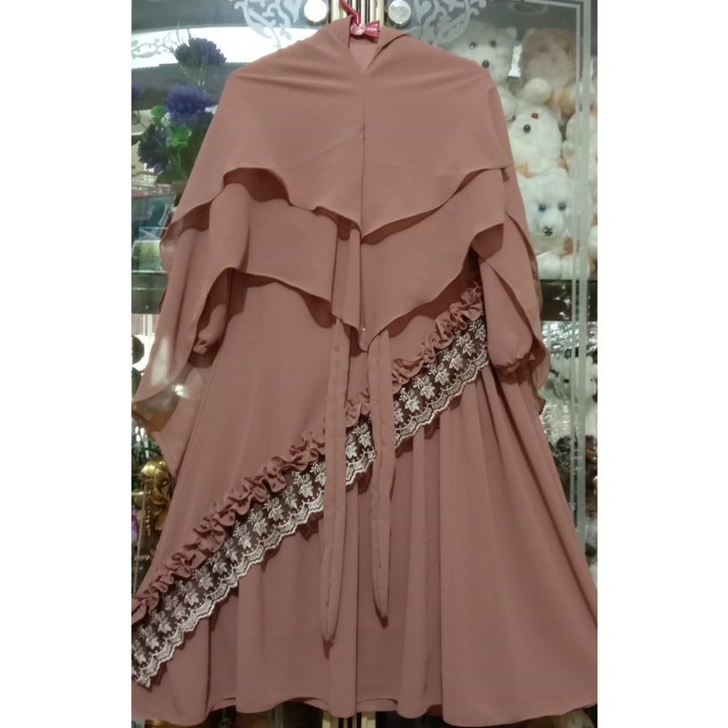 gamis syrar,i  RKS anak 5/6 tahun# gamis syar.i anak model serong renda gold