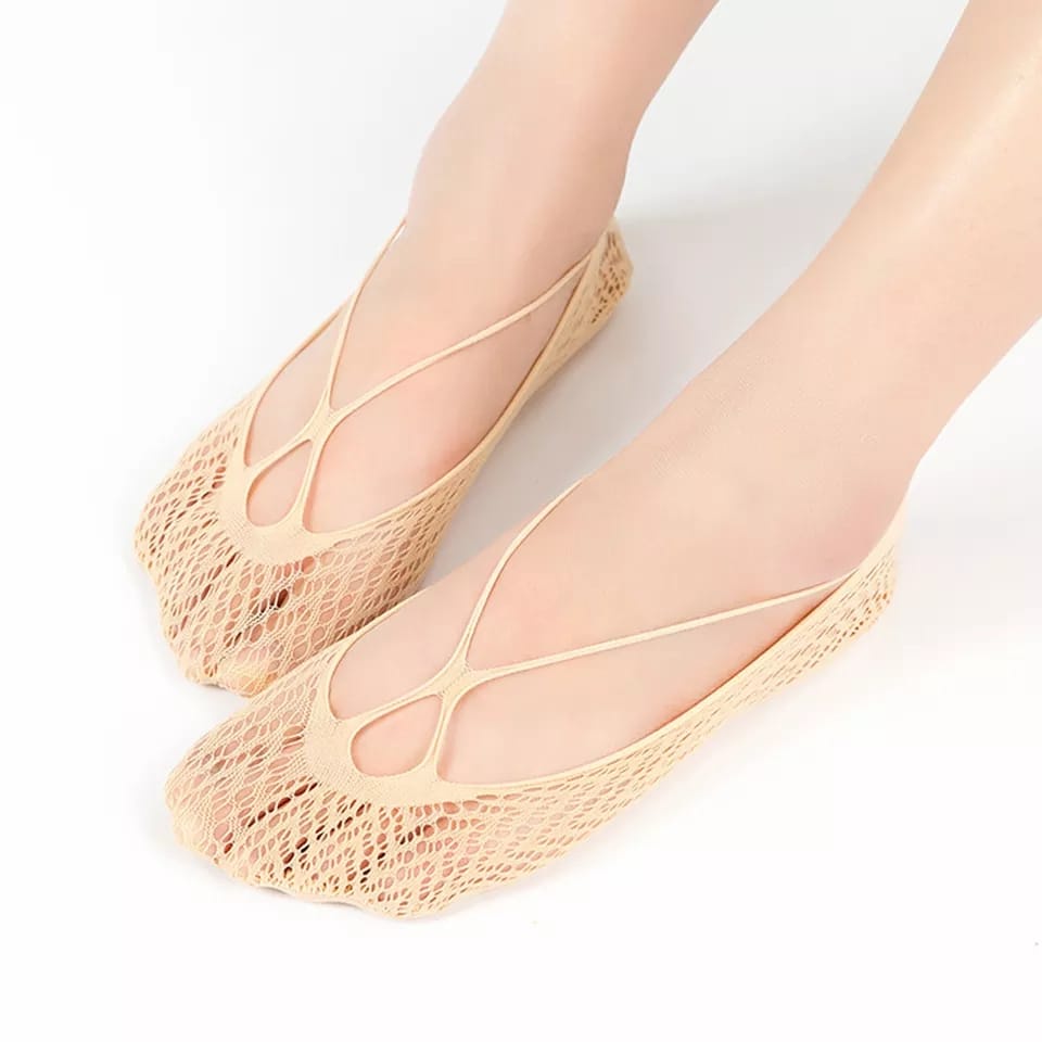 Kaos Kaki Wanita Tapak Lace Jaring Transparan Invisible Socks Kaus Kaki Wanita Flat Shoes Lace Dengan Tali Kaos Kaki Invisible