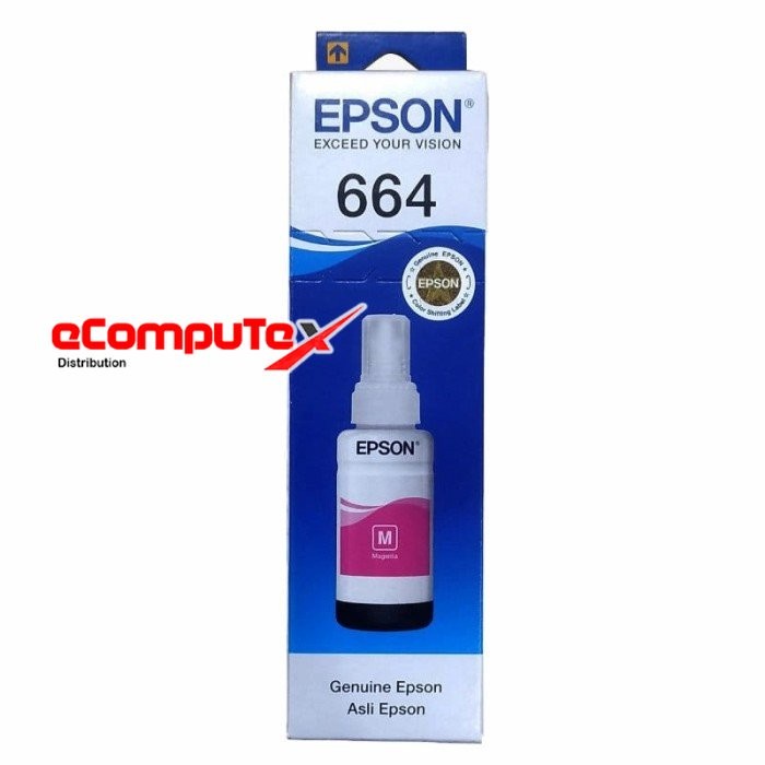 TINTA EPSON 664 MAGENTA T664 MERAH MUDAH ORIGINAL RESMI L210 L1300