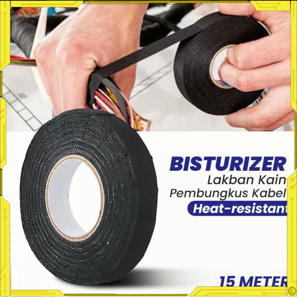

Lakban Kain Pembungkus Kabel Tape Heat-resistant 15mm 15M -TL360