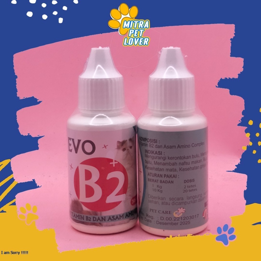 NUTRISI UNTUK BULU DAN KESEHATAN KUCING - EVO B2 CAT 30ML - MENGANDUNG ASAM AMINO SUPLEMEN PERTUMBUHAN BULU - MURAH ASLI GARANSI KUALITAS ORIGINAL - PET ANIMAL HEALTHCARE &amp; VETERINARY TAMASINDO OBAT KESEHATAN &amp;  VITAMIN TERNAK HEWAN  MITRAPETLOVER