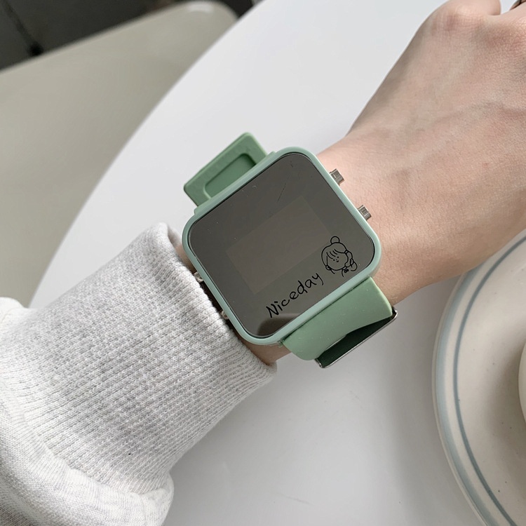 ✅COD [BBS] Jam Tangan Cermin Persegi Wanita / Pria LED Digital Student Couple Trend Elektronik Led Sport Ins Luminous Korea Watches
