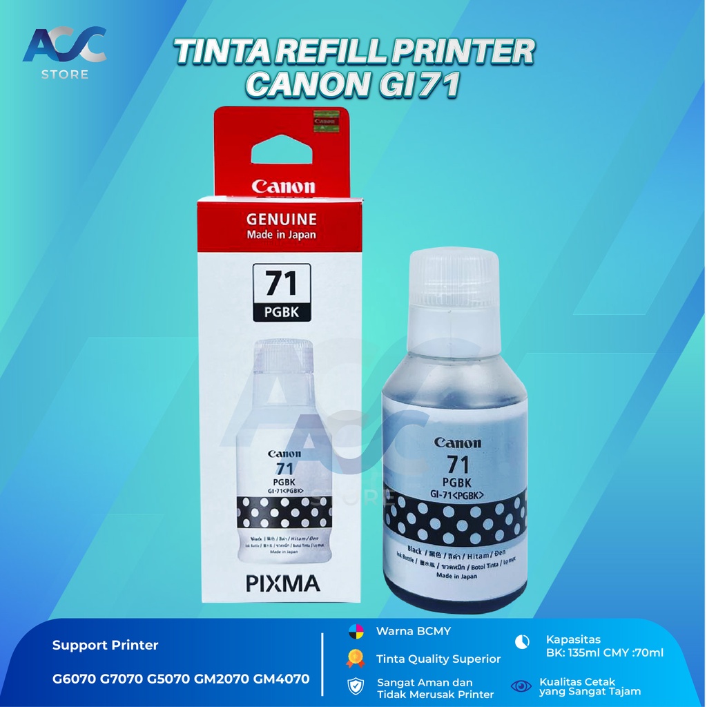 Tinta Canon Gi 71 Black Isi Ulang Printer G2020 G2021 G2060 G3020 G3021