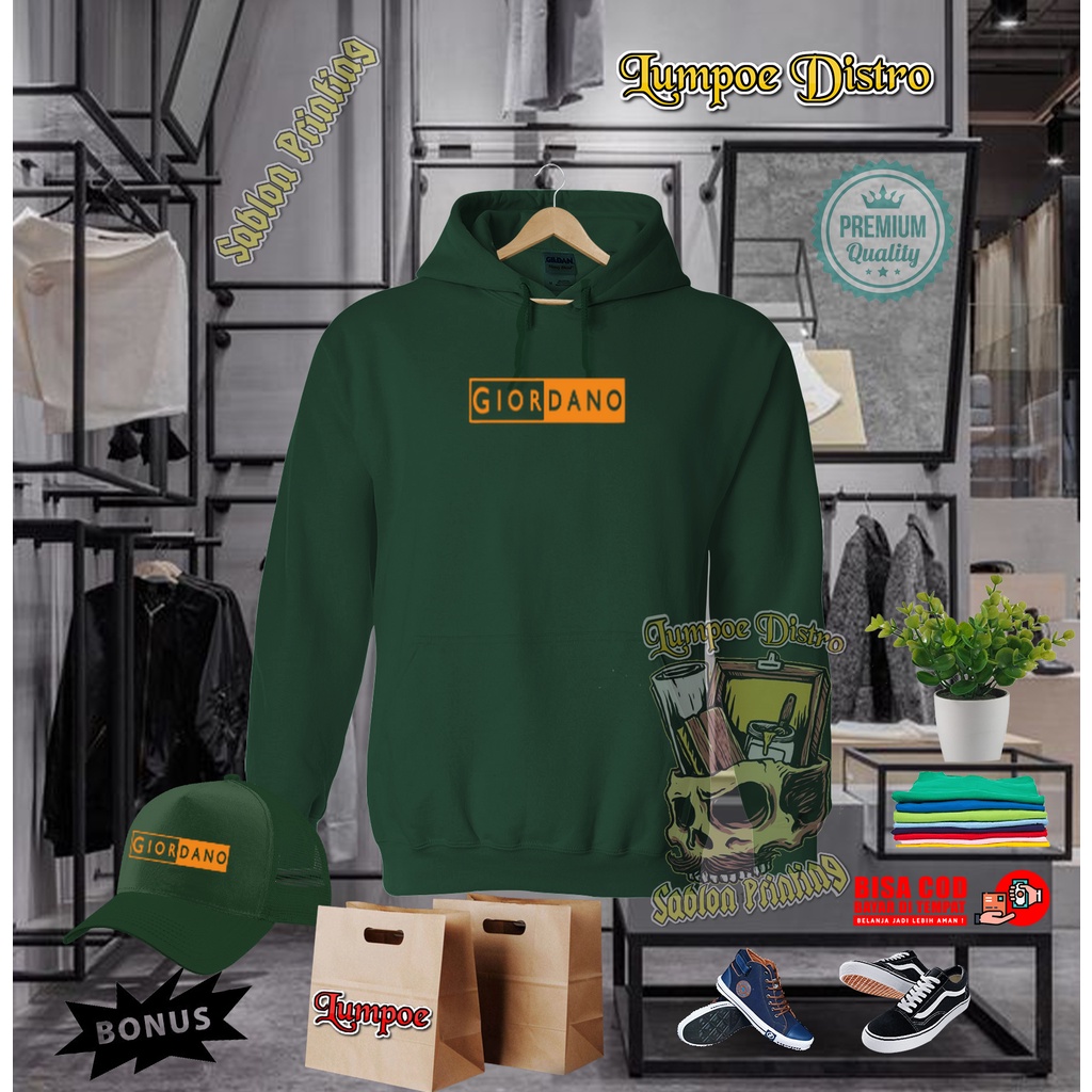 Free TOPI Hoodie Giardano blok besar Quality Gold Premium Baju Tshirt Lengan Panjang Tebal Crewneck 