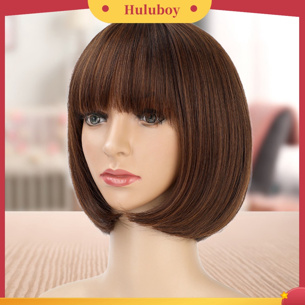 Wig Rambut Pendek Bahan Sutra Suhu Tinggi Untuk Wanita