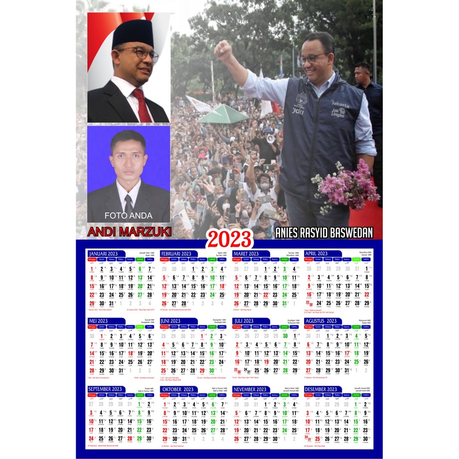 

KALENDER 2023 ANIES (MINIMAL 2 PCS) BISA PAKAI FOTO DAN NAMA