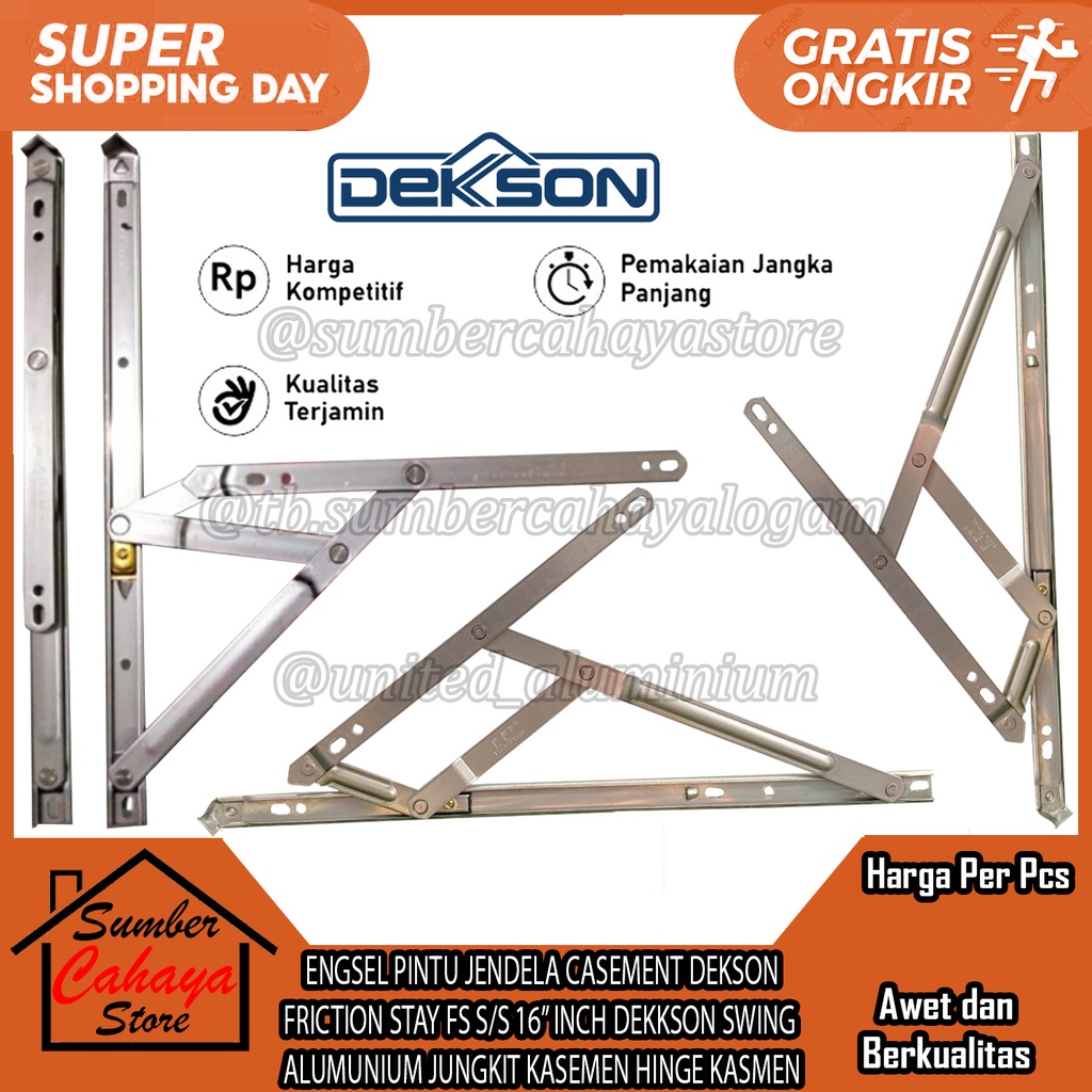 FRICTION STAY FS S/S 16” INCH DEKSON ENGSEL JENDELA CASEMENT DEKKSON KASMEN KASEMEN KASMAN KASMANT H