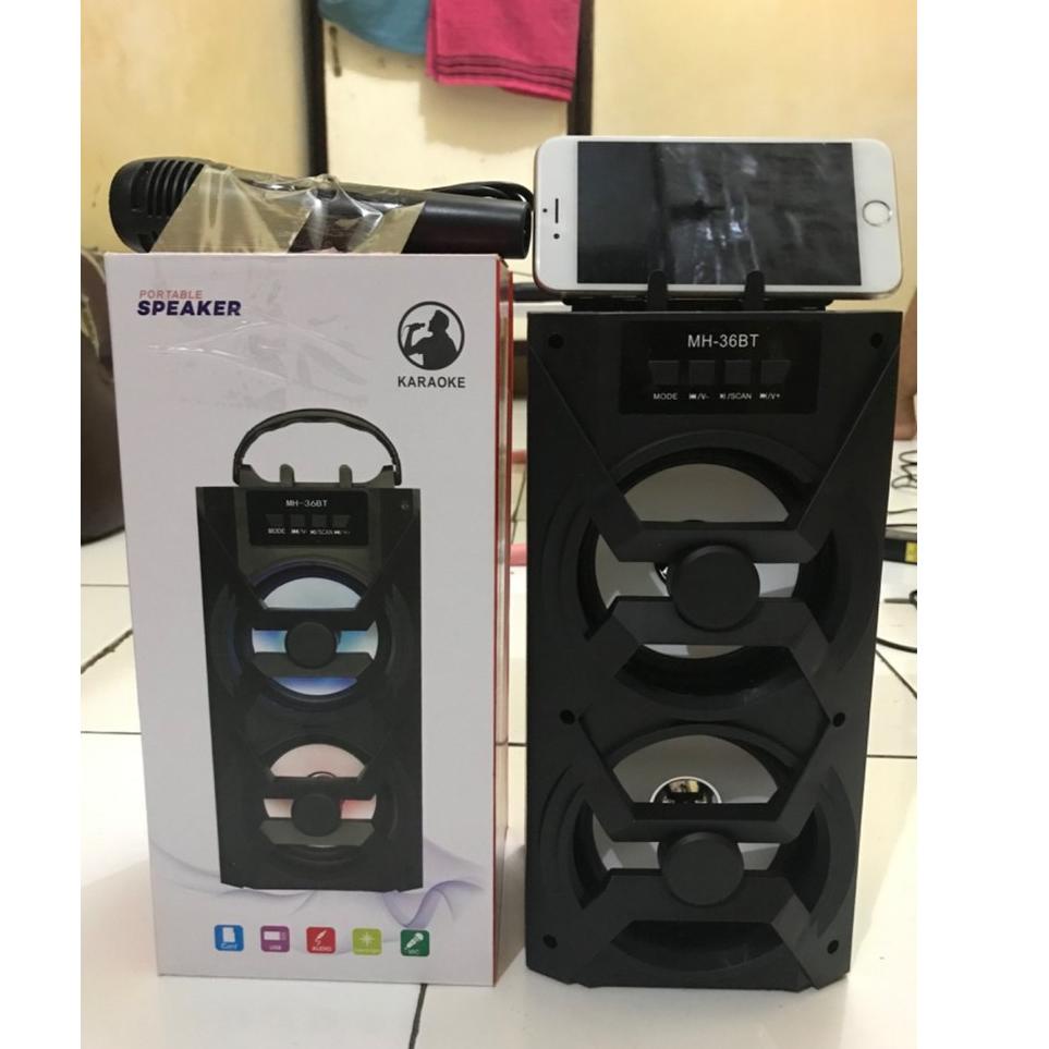 Stok Terbaru Speaker MH-36BT With MIC KARAOKE - SPEAKER BLUETOOTH KARAOKE MH 36BT - Zs