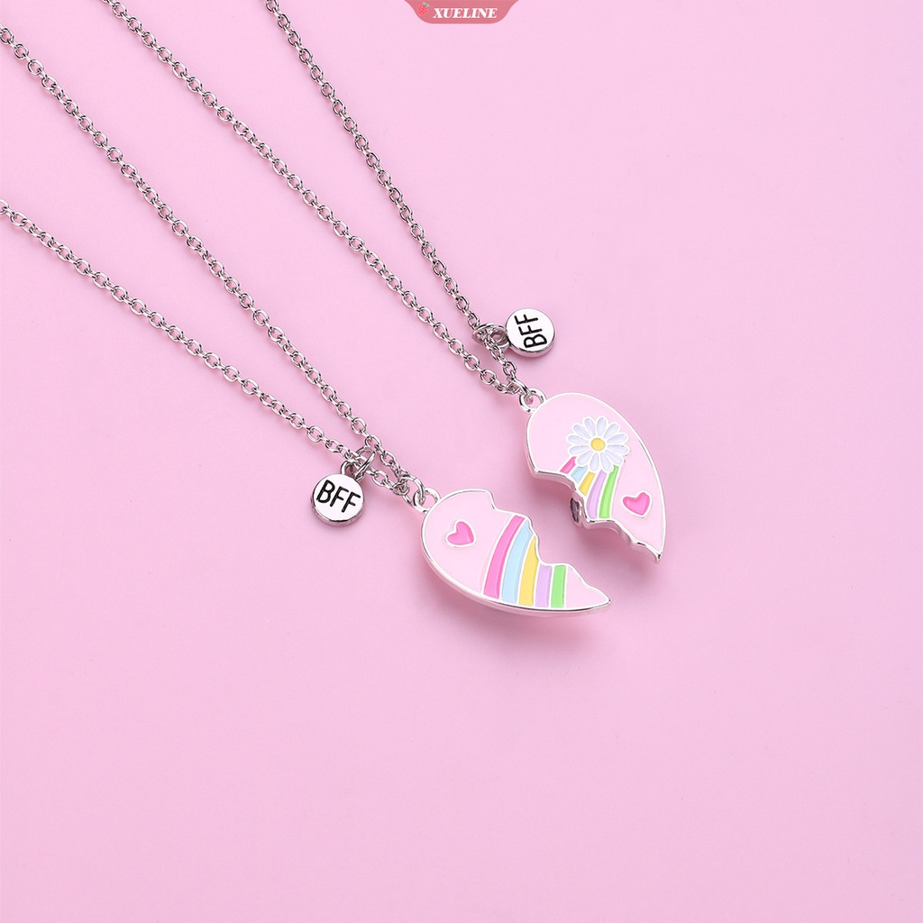 Sahabat BFF Patah Hati Liontin Kalung 2-piece set fashion retro Pelangi Paduan Kreatif Kalung Pesta Hadiah Perhiasan [ZXL]
