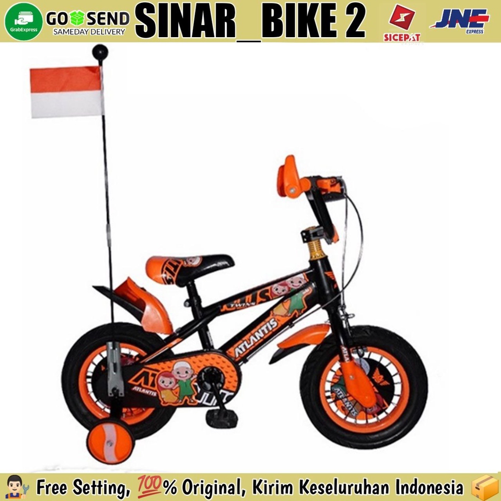Sepeda Anak Laki 12 &amp; 18 Bmx Atlantis Twins Ban Jumbo Usia 2-10 Tahun
