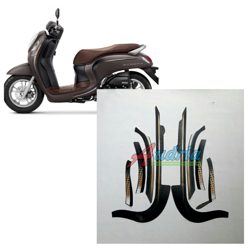 Stiker Striping Motor Honda Scoopy Stylish 2022 Brown