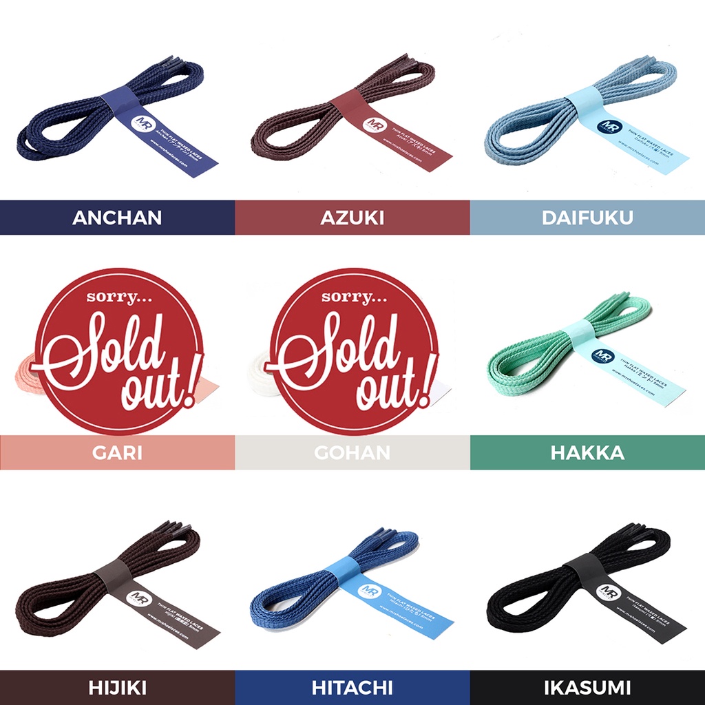 Tali Lilin Gepeng Kecil (Thin Flat) 150cm Variasi Warna untuk Sepatu Sneakers