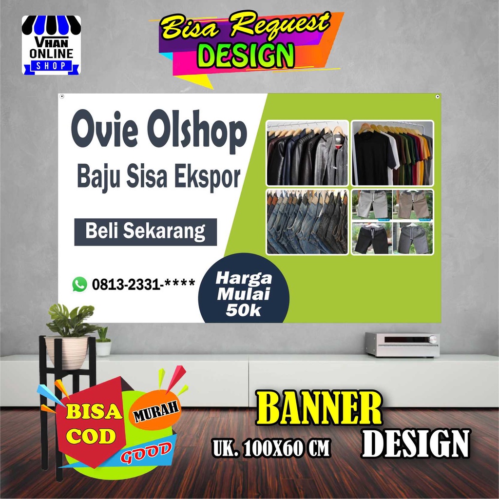 Jual Spanduk Banner Jualan Pakaian, Jualan Baju Keren, Murah