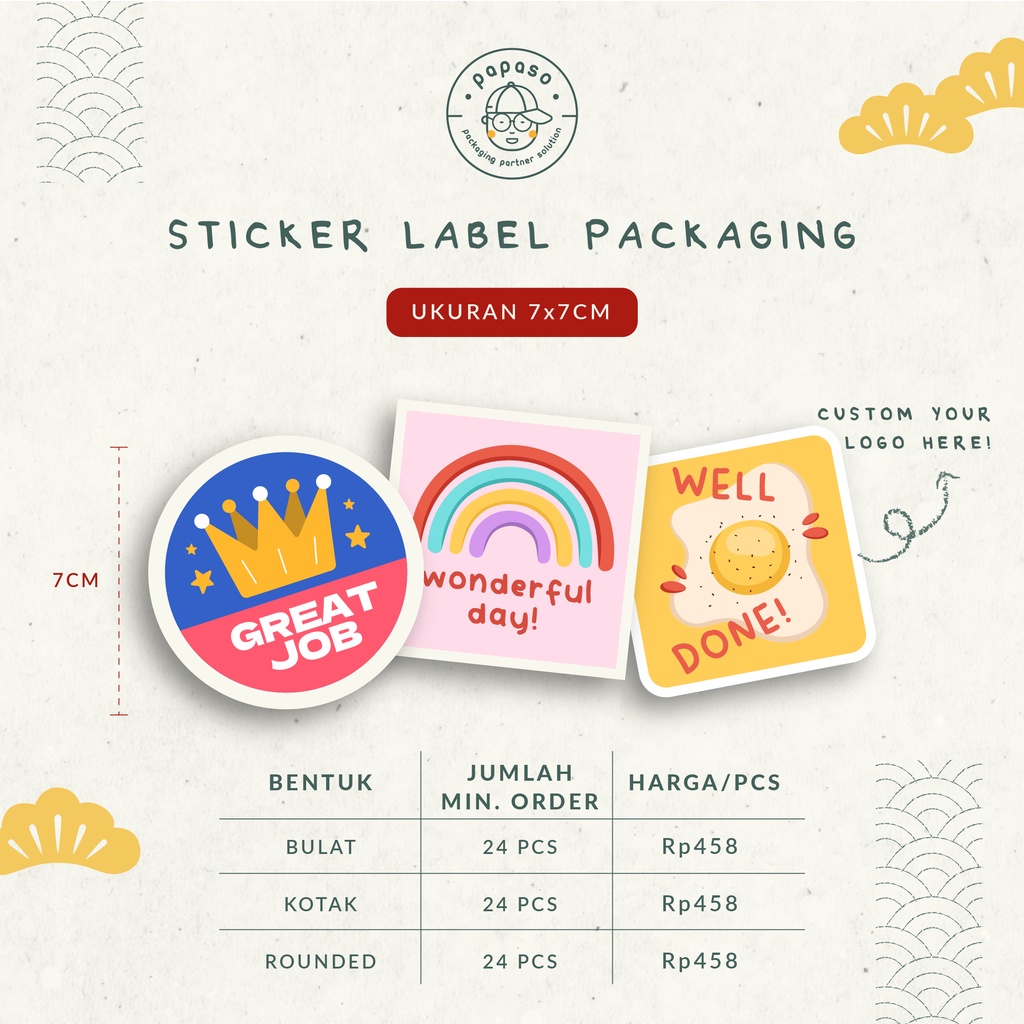 

Sticker Label 7x7cm / Stikcer Kemasan Makanan / Sticker Bulat Kotak / Sticker Segel