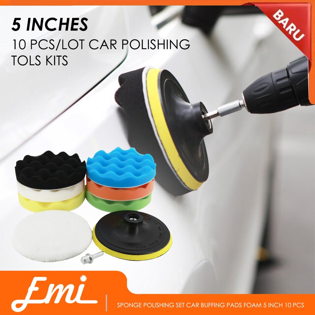 Sponge Polishing Set Car Buffing Pads Foam 5 Inch Busa Poles Mobil 10 PCS