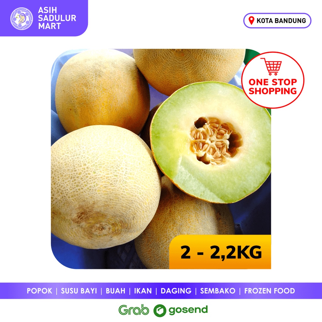 Melon Utuh 2kg - 2,2kg 1 Buah Segar Promo Buah Bandung | Asih Sadulur Mart