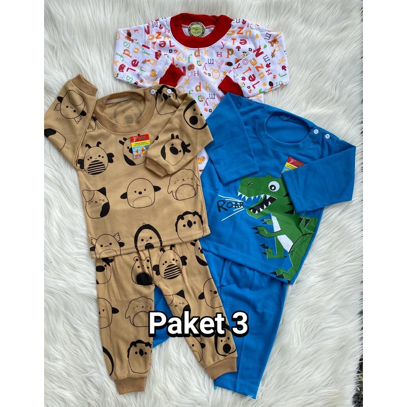 PAKETAN HEMAT (2) stelan baju bayi lucu murah 3-18 bulan 3 PCS