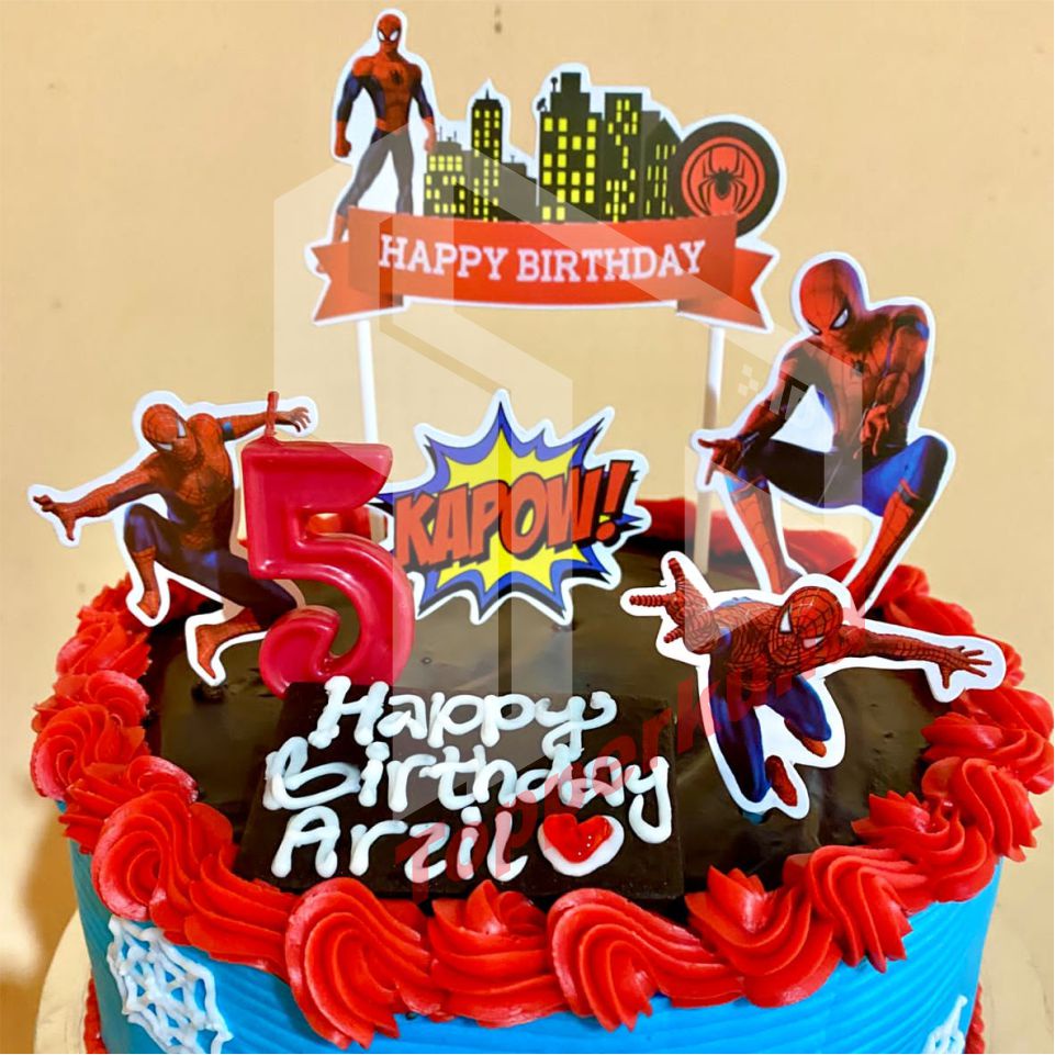 Hiasan Kue UltahTema Spiderman/Topper Cake Murah || 03