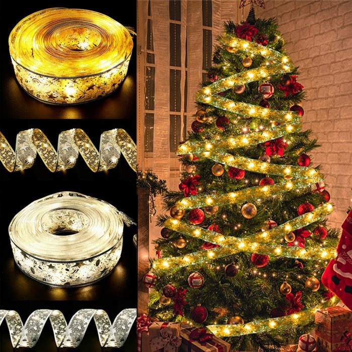 Lampu Pita Led Dekorasi Hiasan Pohon Natal Panjang 5 Meter Motif Renda