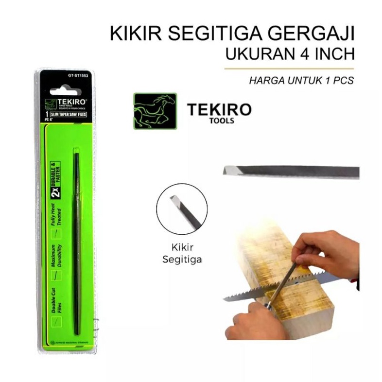 Jual TEKIRO Kikir Segitiga 4 Inch Taper Slim Files Kikir Gergaji kayu 4 ...