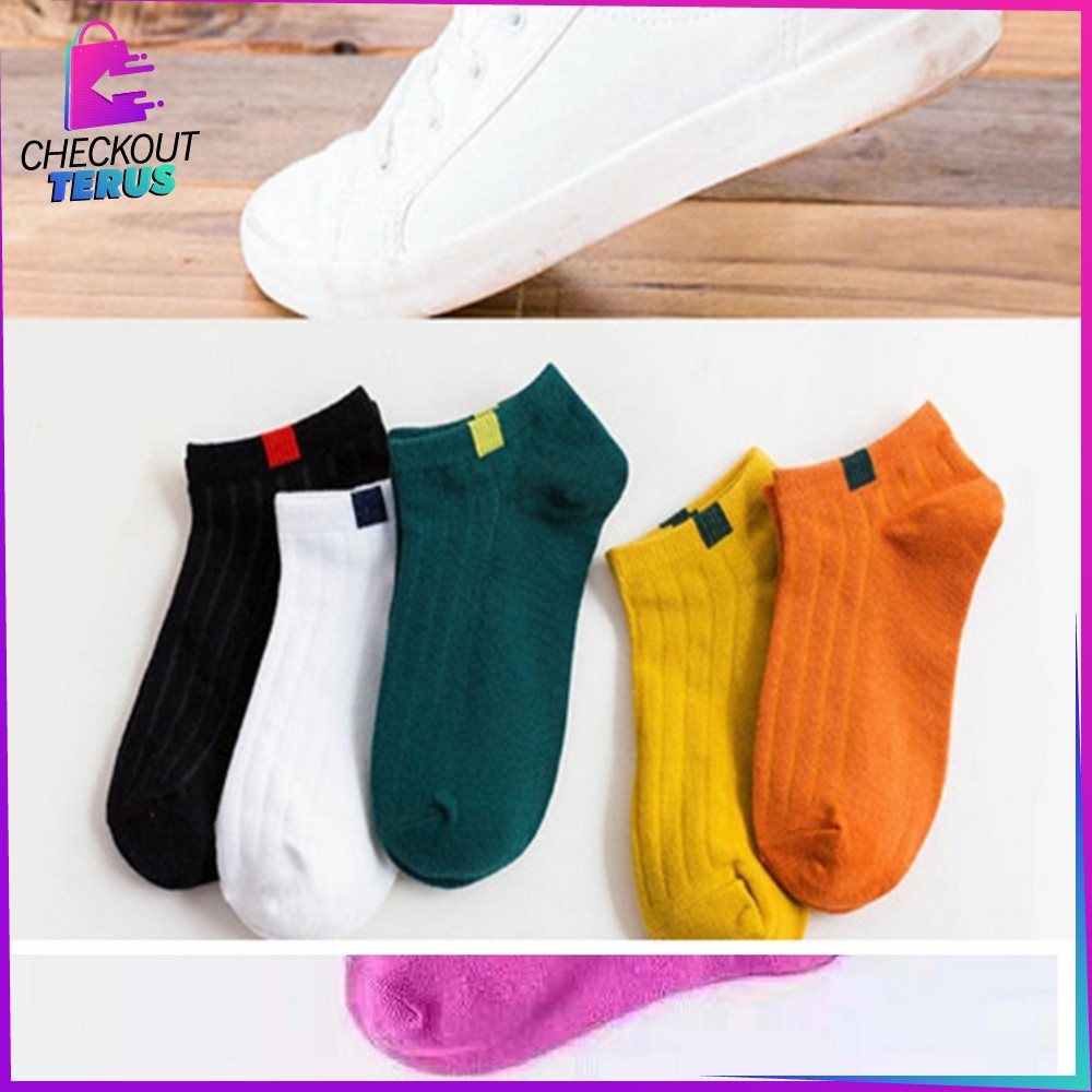 CT P58 Kaos Kaki Semata Motif Polos Fashion Unisex Kaos Kaki Ankle Wanita Pendek Dewasa Korean Style