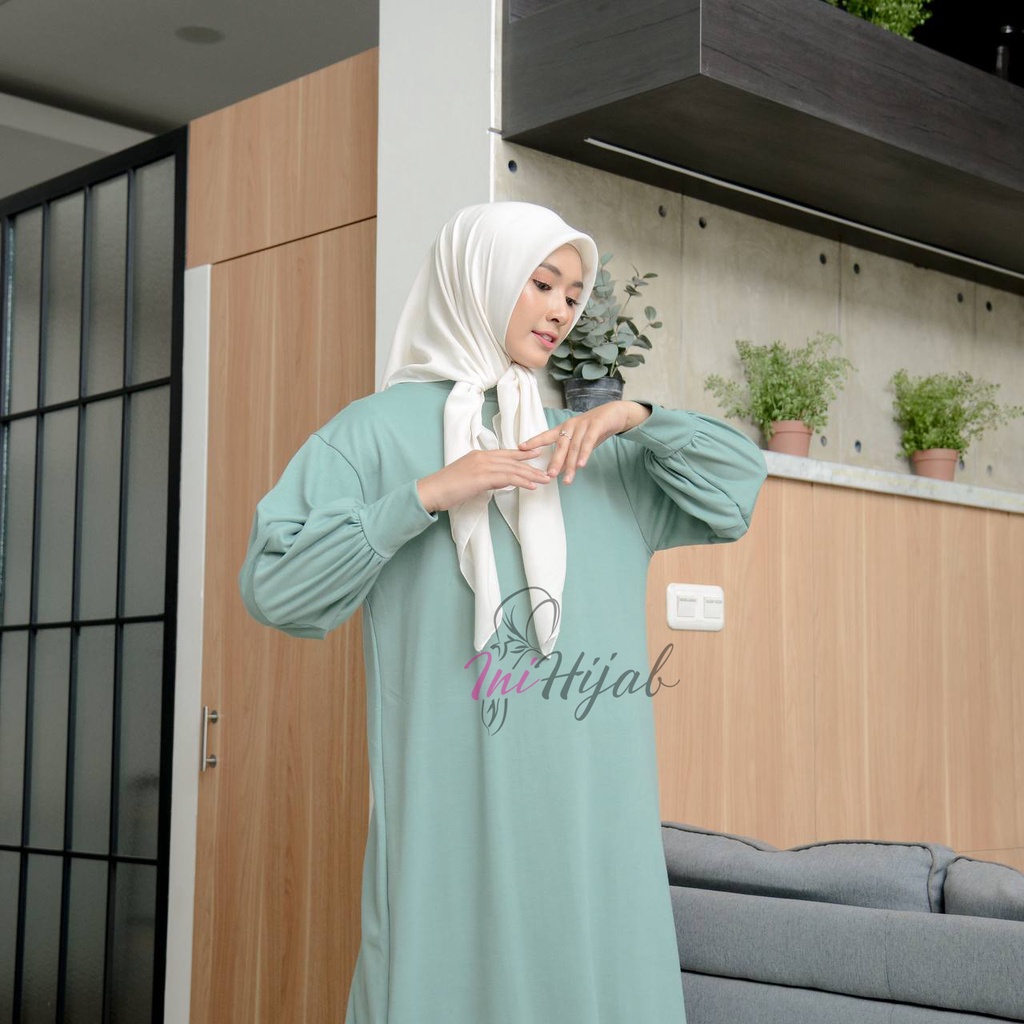 Ini Hijab - Gamis Babyterry / Dress Babyterry Lengan Balon / Lea Dress Babyterry