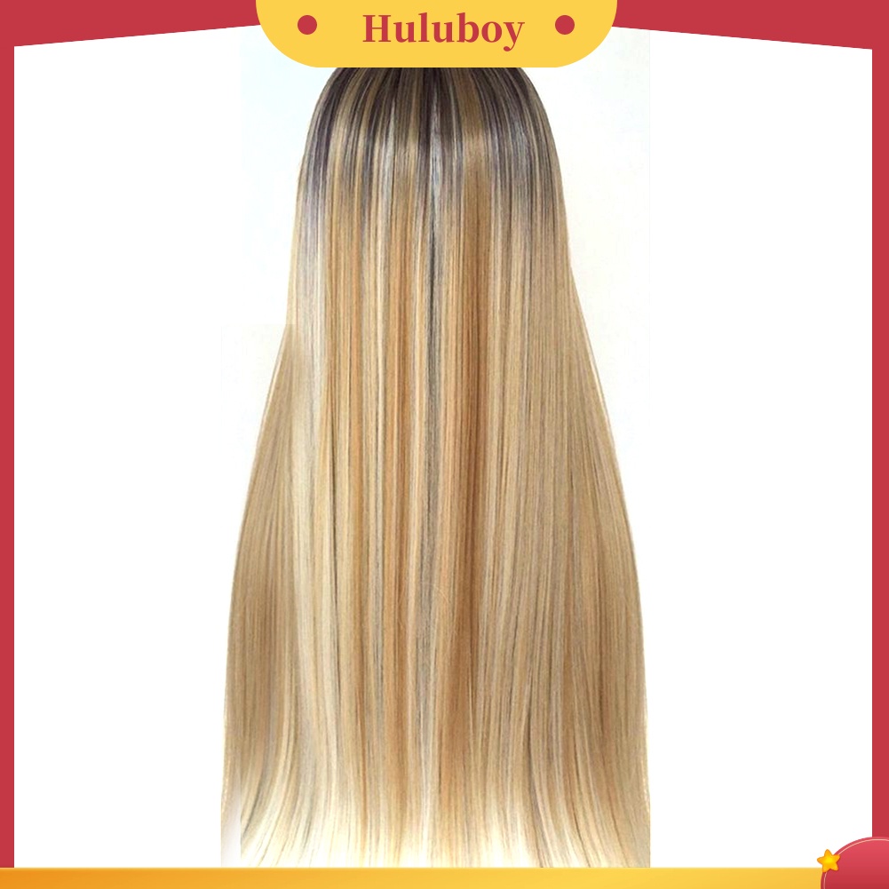 Wig Rambut Sintetis Model Panjang Lurus High Temperature Fiber Warna Emas