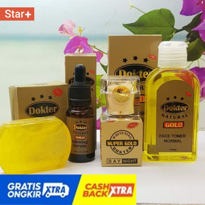 Paket 4 in 1 Cream Pemutih Wajah Glowing Cepat Ampuh bpom Cream Dokter Gold Original