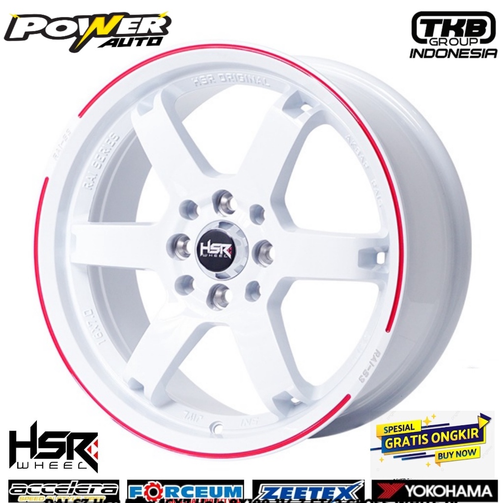 VELG MOBIL JDM RING 16 WARNA PUTIH BAUT 4 MAZDA 2/STARLET/JAZZ VELG RACING HSR RAI S3