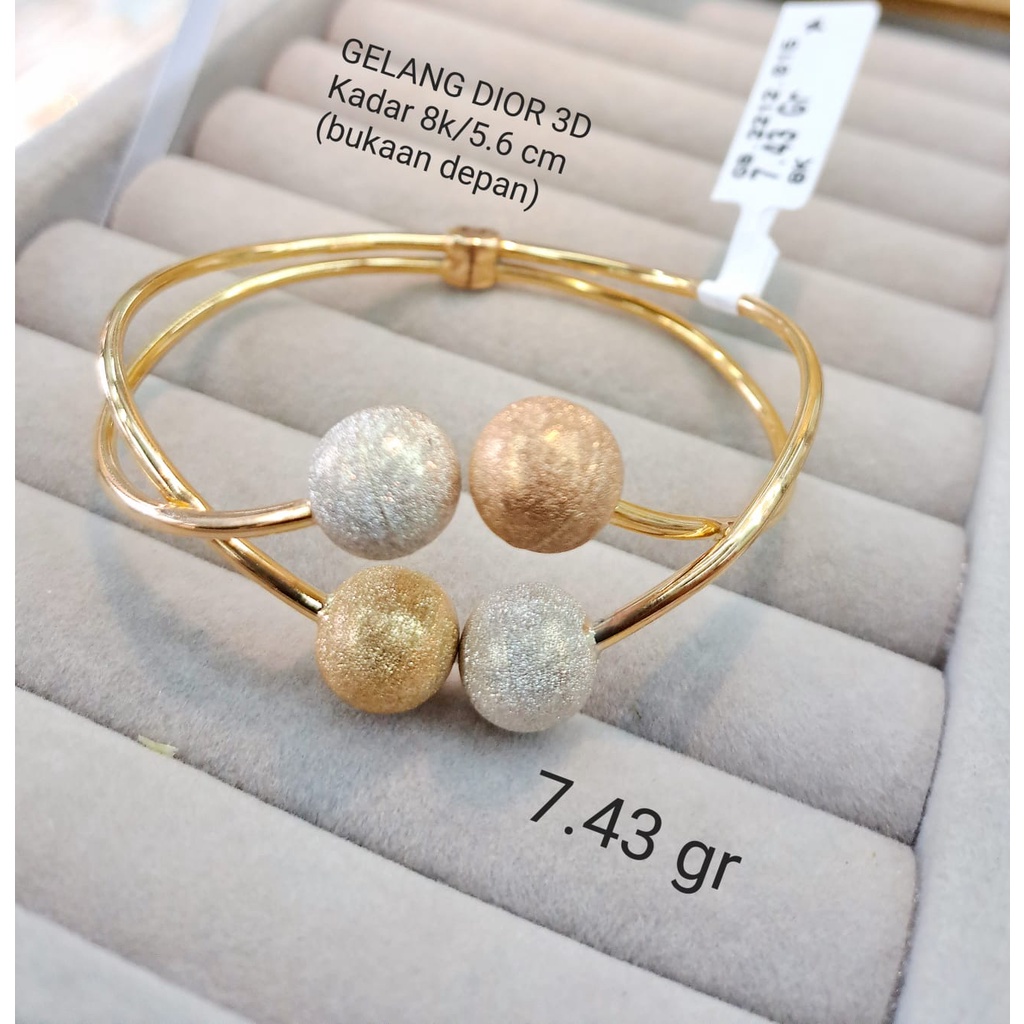 Gelang ubs bulat bola tinju emas asli kadar 375%/8karat