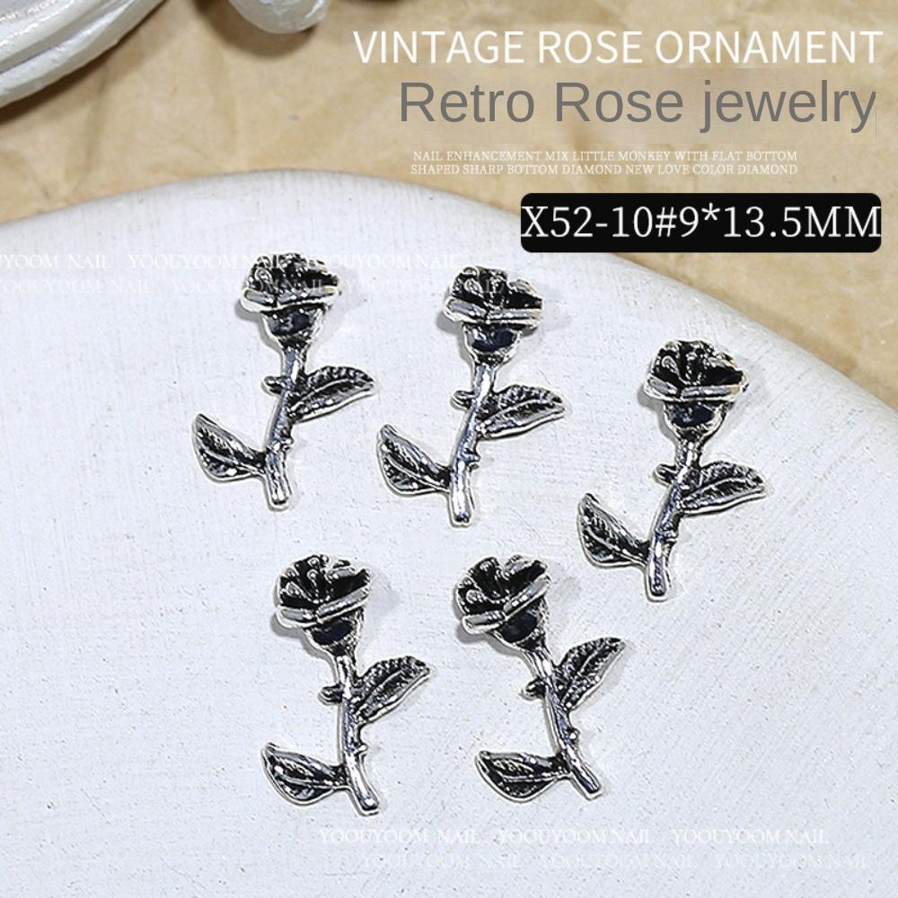 AUGUSTINA Agustina Rose Nail Art Dekorasi Aksesoris Manicure Jepang Hiasan Kuku Alloy 3D Nail Jewelry