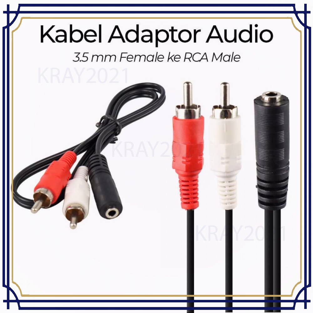 Kabel Adaptor Audio 3.5 mm Female ke RCA Male HiFi 40 cm -CV345