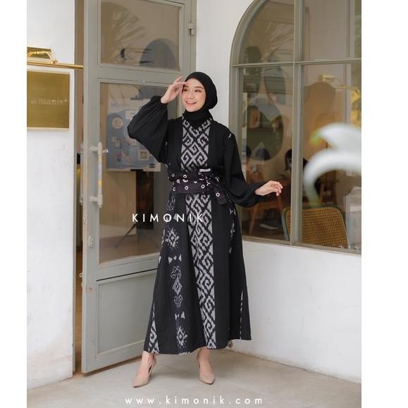 New Stock KIMONIK BAJU TENUN (SHIMA DRESS BLACK VORY)