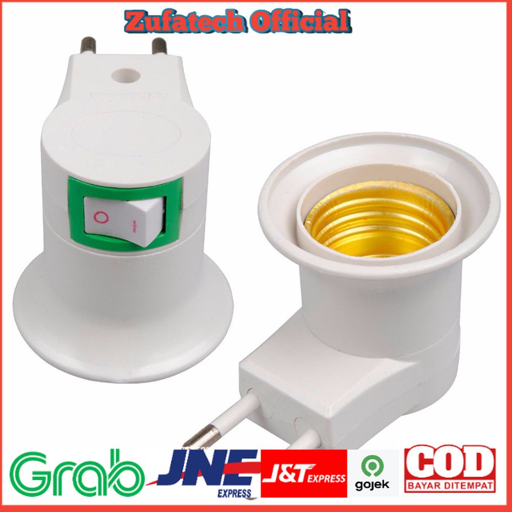 Fitting E27 Lampu Bohlam Portable EU Plug - White