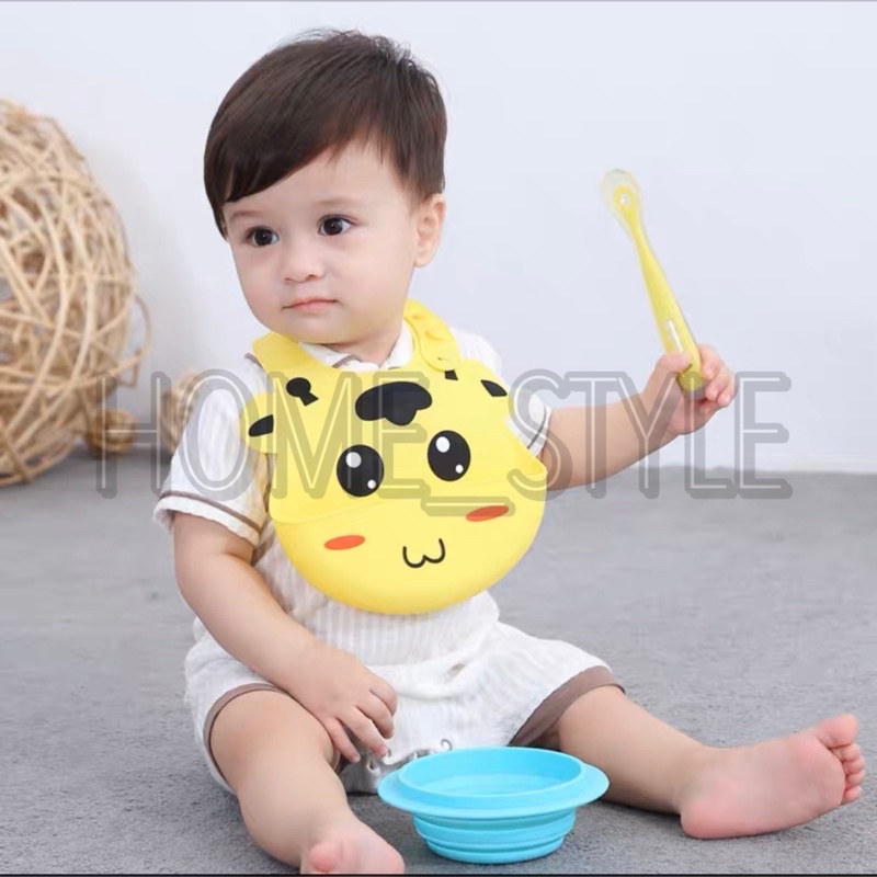 CELEMEK MAKAN BAYI BABY / BABY BIB SLABER FULL SILIKON TEBEL JRW0086