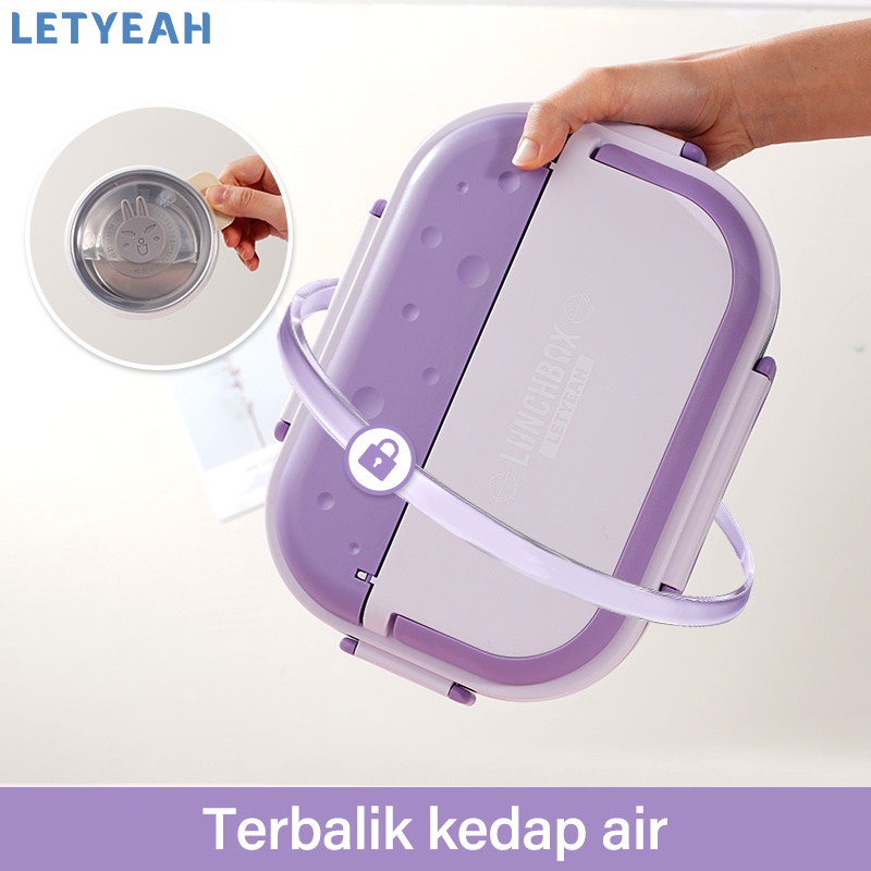 letyeah Kotak makan stainless 304 anti tumpah/lunch box stainless dengan mangkuk sup