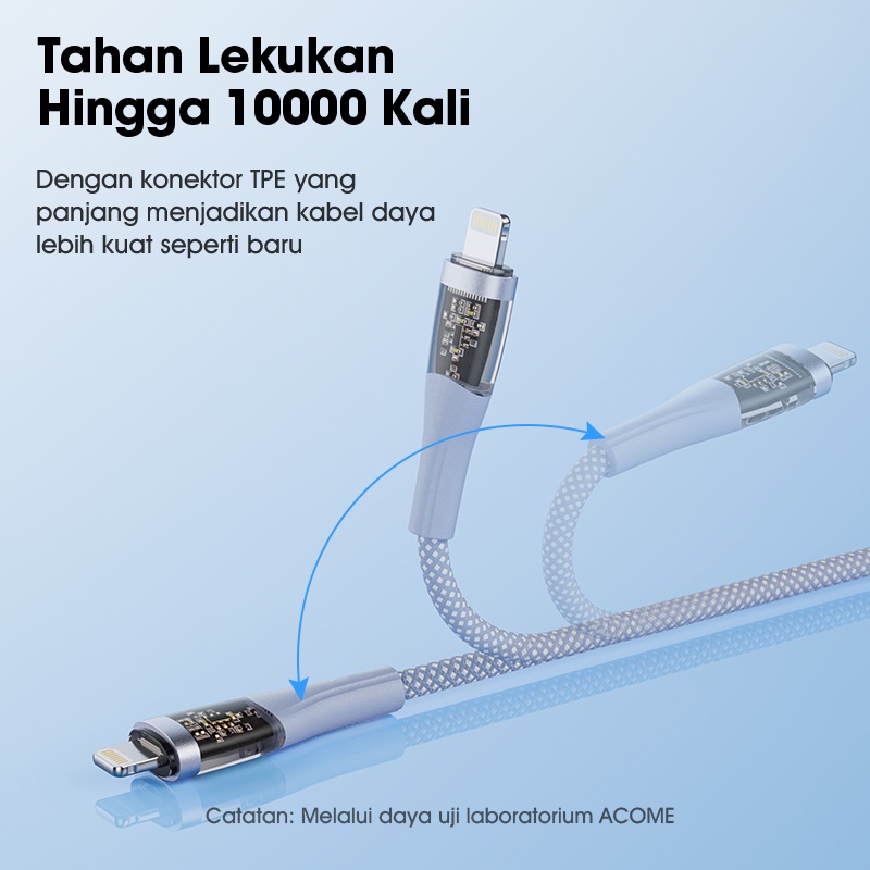ACOME Kabel Data Charger 100cm Lightning Fast Charging 27 Watt ACL-010T Original - Garansi Resmi 1 Tahun