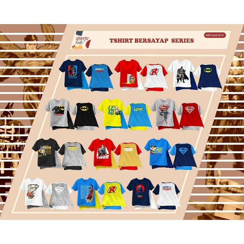 KAOS ANAK SAYAP SUPERHERO AMMIGOZ 4Y-12Y