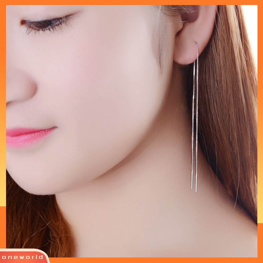 [WONE] 1pc Fashion Wanita Panjang Linear Rantai Menjuntai Garis Telinga Threader Anting Perhiasan