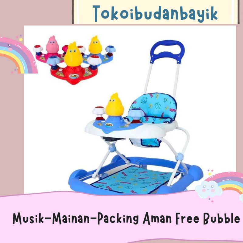 Bisa COD Free Bubble wrap babywalker family Musik Mainan Dorongan