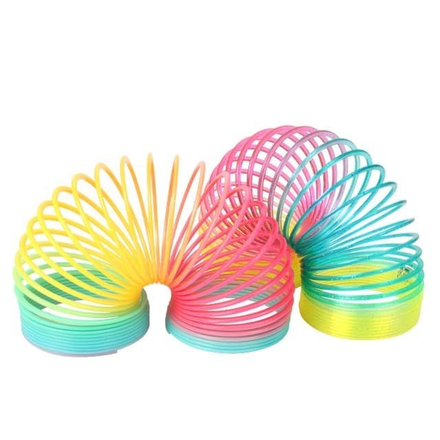 Mainan Slinky  Magic Spring Rainbow Spiral / Mainan Per Anak Pelangi / Mainan Montessori / Mainan Edukasi / Yoyo Cincin LED Nyala
