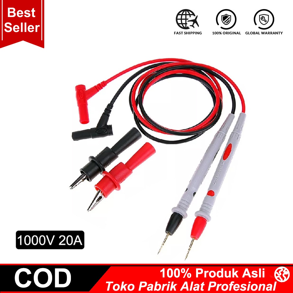 COOFARI Tester Multimeter Universal 120Cm, Ujung Pena Kabel Kawat Multimeter Pengukur Meter Digital + 2 Buah Klip