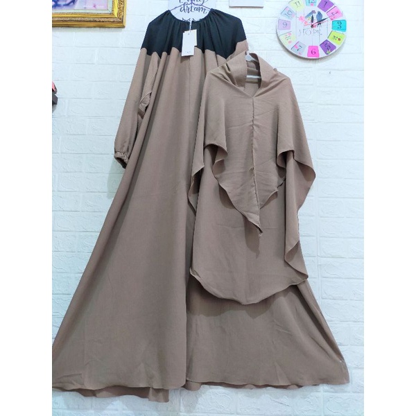 ABAYA SEMI SET KHIMAR SYAR'I BRAND L-THREE BY LUBNA / Bukan Gamis SiSeSa