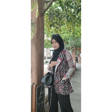 Naora blazer batik full furing trikot batik cap batik kantor