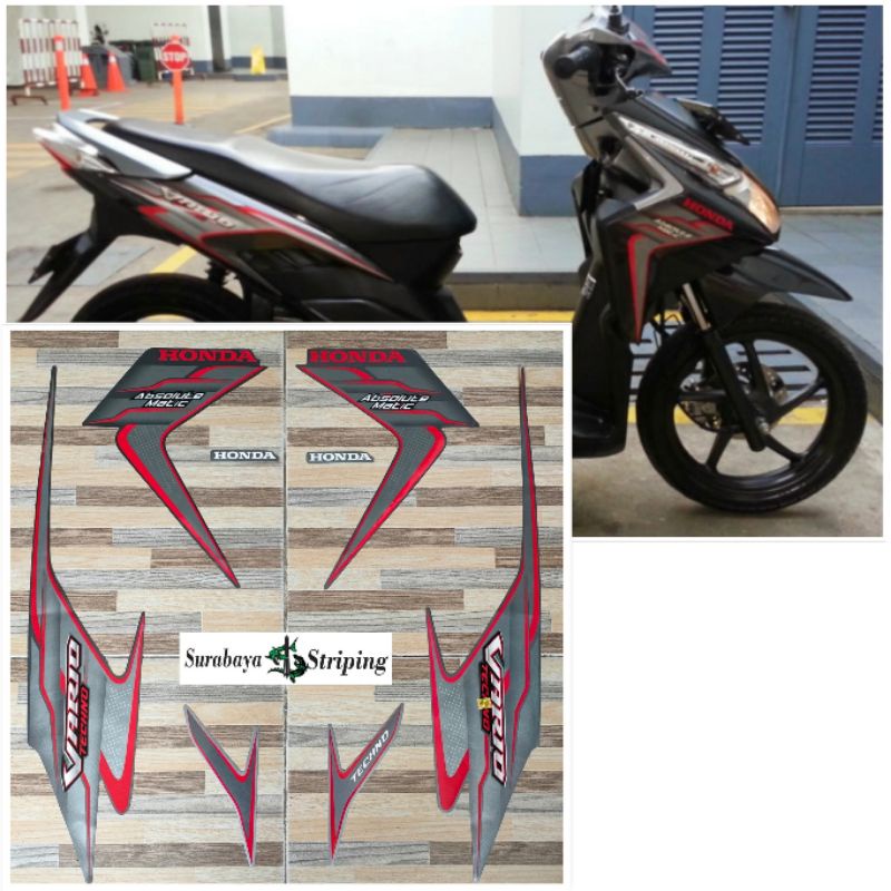 striping stiker Honda Vario 110 techno abu abu hitam tahun 2010