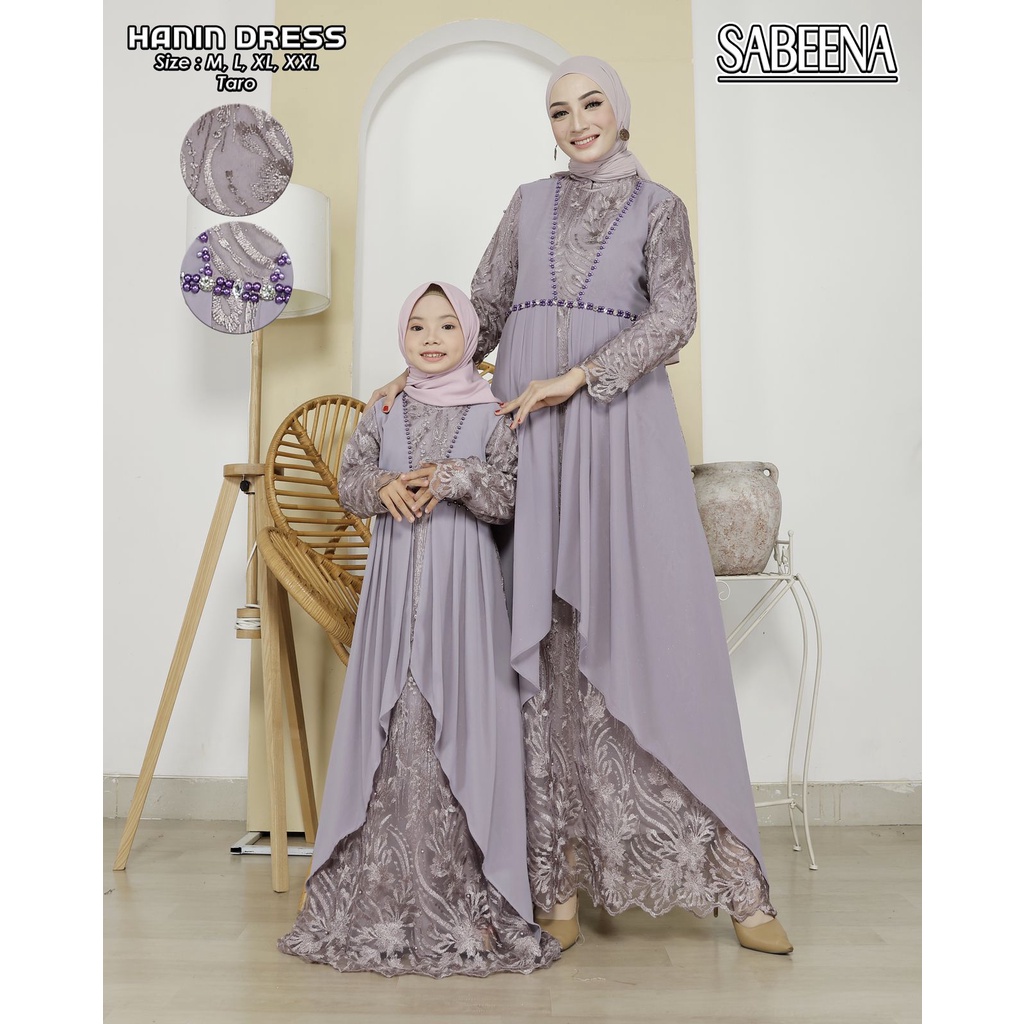 HANIN GAMIS CAOUPEL IBU DAN ANAK GAMIS ELEGANT GAMIS KONDANGAN PAYET DIDADA FREE MASKER