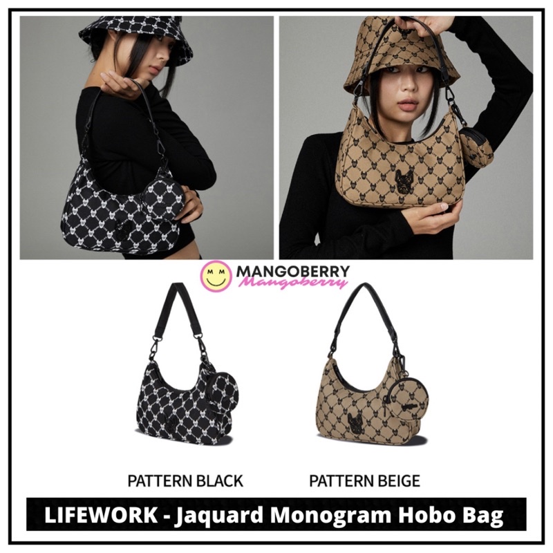 LIFEWORK - Jaquard Monogram Hobo Bag