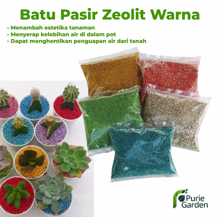 Batu Pasir Zeolit Warna Warni Untuk Tanaman Hias Sukulen 100Gram PG SBY